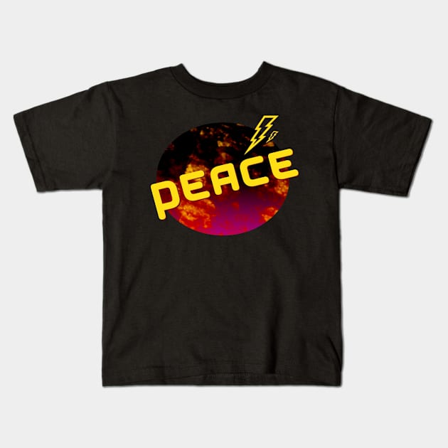 Peace on  a gold  Moon  With yellow  lightning bolt T-Shirt Kids T-Shirt by Art.mine90